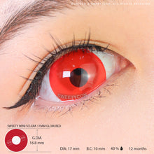 Load image into Gallery viewer, Sweety Mini Sclera UV Glow Red (1 lens/pack)-Mini Sclera Contacts-UNIQSO
