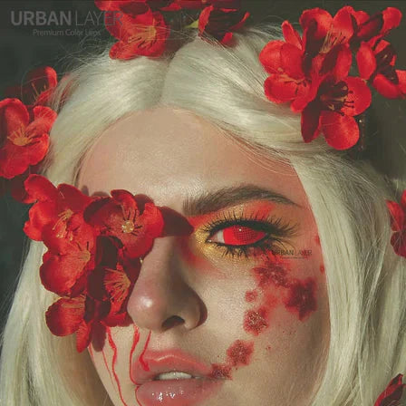 Sweety Crimson Red Mesh Sclera Contacts (1 lens/pack)-Sclera Contacts-SweetyCon
