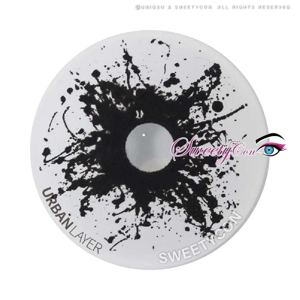 Sweety Mini Sclera Black Splash (1 lens/pack)-Mini Sclera Contacts-SweetyCon