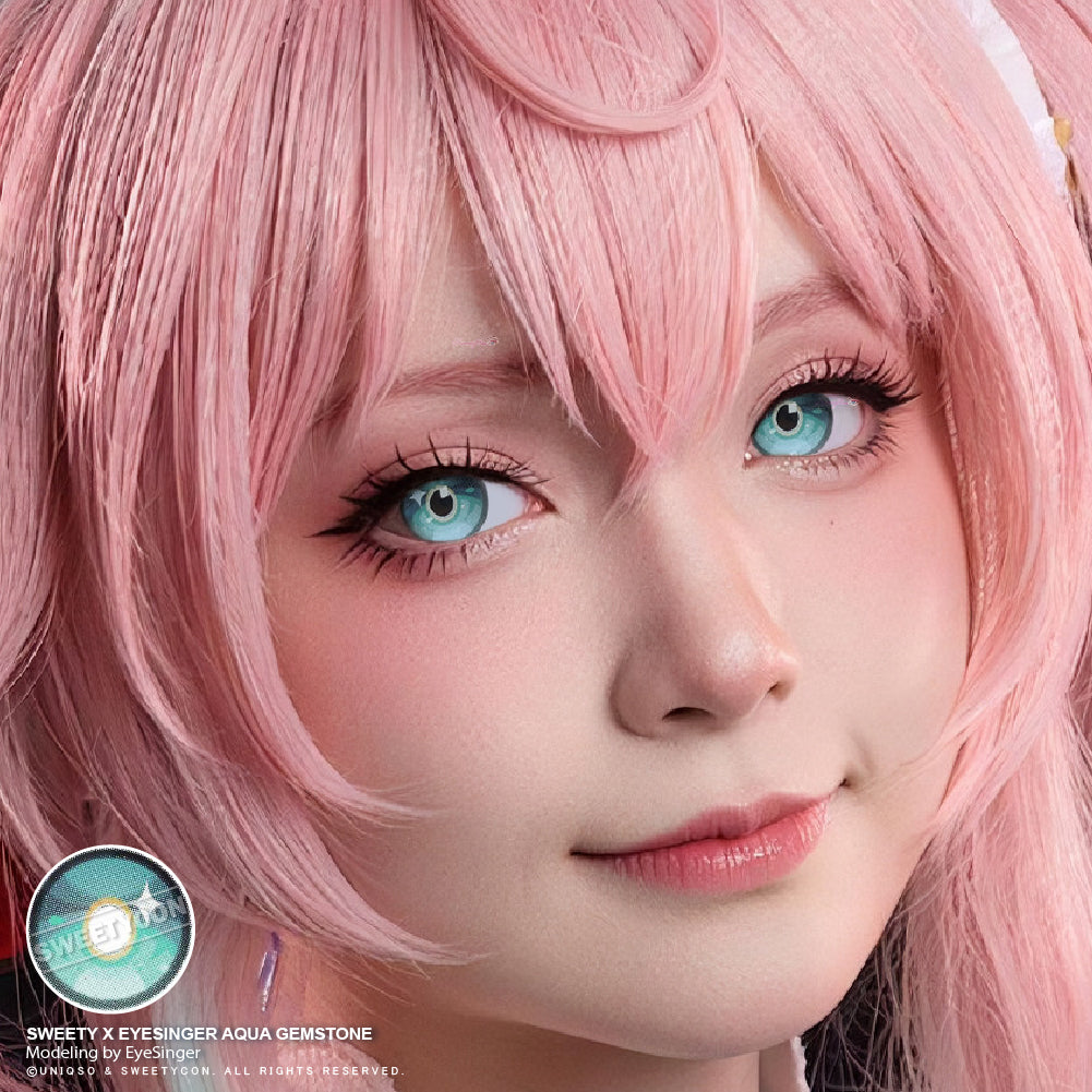 Sweety x Eyesinger Aqua Gemstone (2 lenses/pack)-Colored Contacts-SweetyCon
