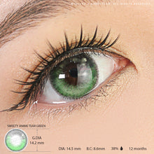 Load image into Gallery viewer, Sweety Anime Tear Green (1 lens/pack)-Colored Contacts-UNIQSO
