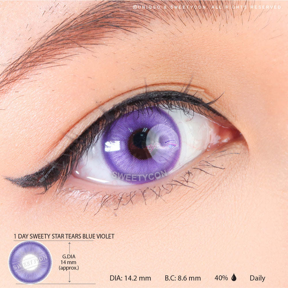 1 Day Sweety Star Tears Blue Violet (2 or 10 lenses/pack)-Colored Contacts-SweetyCon