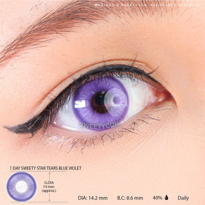 1 Day Sweety Star Tears Blue Violet (2 or 10 lenses/pack)-Colored Contacts-SweetyCon