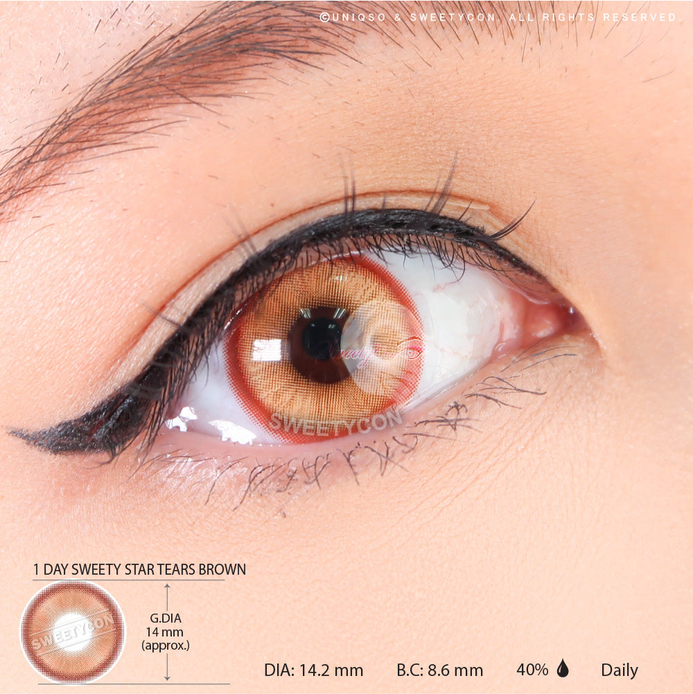 1 Day Sweety Star Tears Brown (2 or 10 lenses/pack)-Colored Contacts-SweetyCon