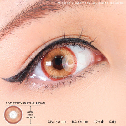 1 Day Sweety Star Tears Brown (2 or 10 lenses/pack)-Colored Contacts-SweetyCon