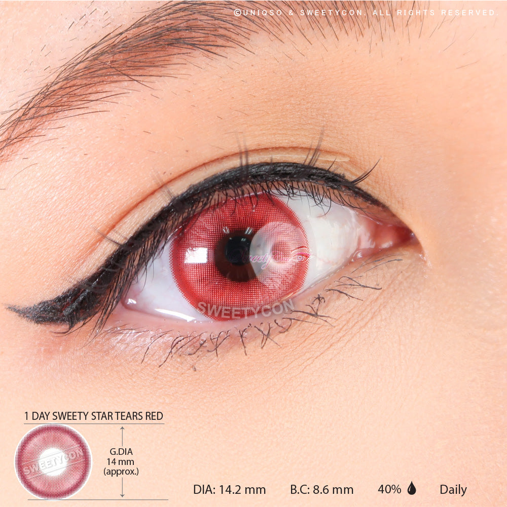 1 Day Sweety Star Tears Red (2 or 10 lenses/pack)-Colored Contacts-SweetyCon