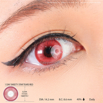 1 Day Sweety Star Tears Red (2 or 10 lenses/pack)-Colored Contacts-SweetyCon