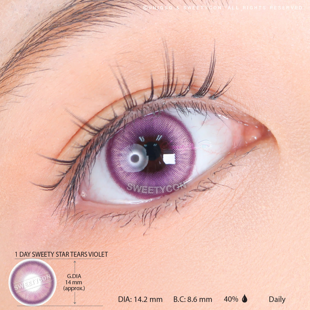 1 Day Sweety Star Tears Violet (2 or 10 lenses/pack)-Colored Contacts-SweetyCon