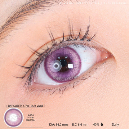 1 Day Sweety Star Tears Violet (2 or 10 lenses/pack)-Colored Contacts-SweetyCon