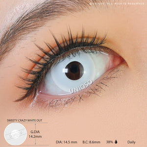 Sweety Crazy Solid White/Whiteout - 1 Day Disposable-Crazy Contacts-UNIQSO