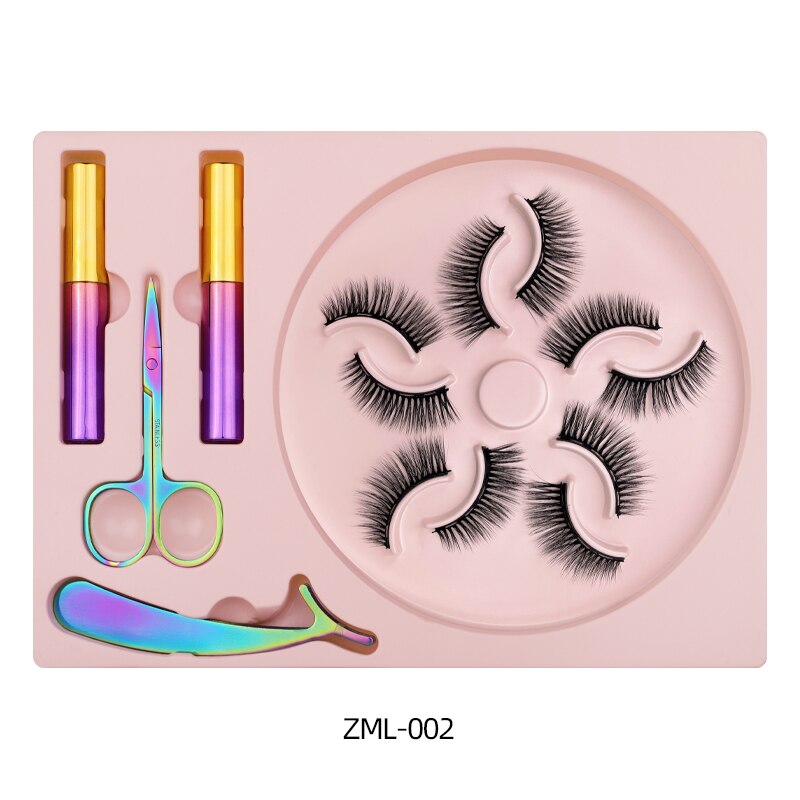 Natural Long Faux Mink Magnetic Eyelashes Full Kit Set (5 Pairs)-Magnetic Eyelash-UNIQSO