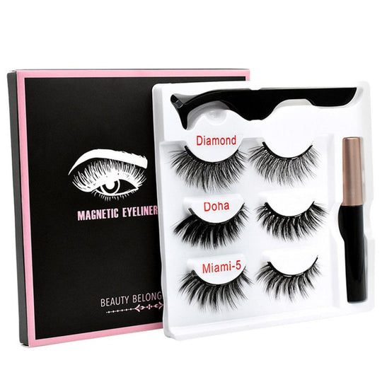 Mixed Designs Faux Mink Magnetic Eyelashes Kit Set (3 Pairs)