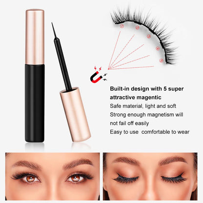 Natural Long Faux Mink Magnetic Eyelashes With Eyeliner-Magnetic Eyelash-UNIQSO