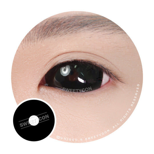 Sweety Black Sclera Contacts Sabretooth/Blackout/Black with Prescription (1 lens/pack)