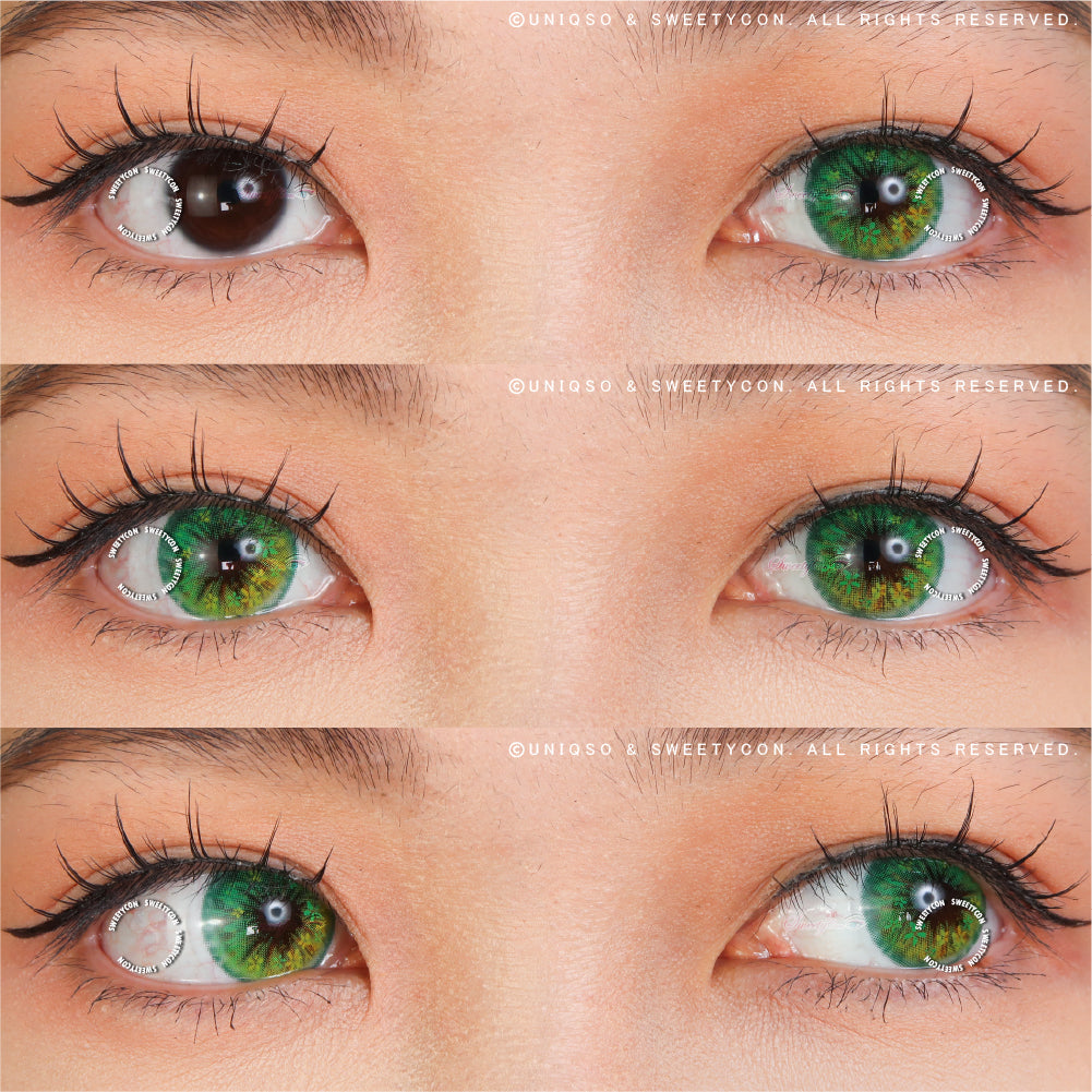 Sweety Anime Flower Green (1 lens/pack)-Colored Contacts-UNIQSO