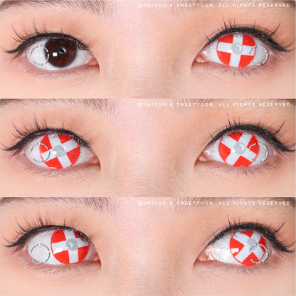 Sweety Crazy White Cross Red Eye (1 lens/pack)-Crazy Contacts-UNIQSO