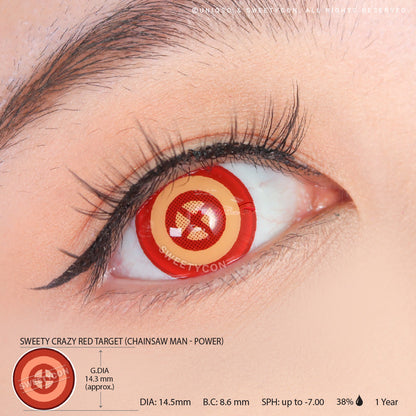 Sweety Crazy Red Target (Chainsaw Man - Power) (1 lens/pack)-Crazy Contacts-UNIQSO