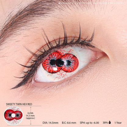 Sweety Crazy Twin Hex Red (1 lens/pack)-Crazy Contacts-UNIQSO