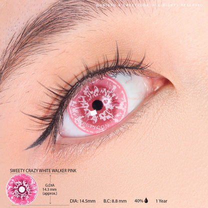 Sweety Crazy White Walker Pink (1 lens/pack)-Crazy Contacts-UNIQSO