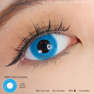 Sweety Crazy Solid Blue (1 lens/pack)-Crazy Contacts-UNIQSO