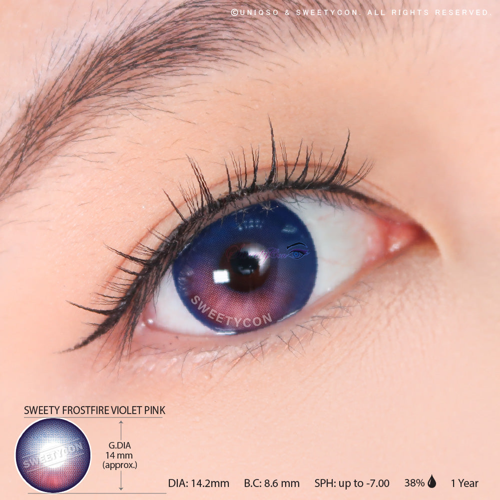 Sweety Frostfire Violet Pink (1 lens/pack)-Colored Contacts-UNIQSO