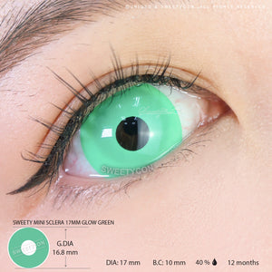 Sweety Mini Sclera 17mm UV Glow Green-Mini Sclera Contacts-UNIQSO