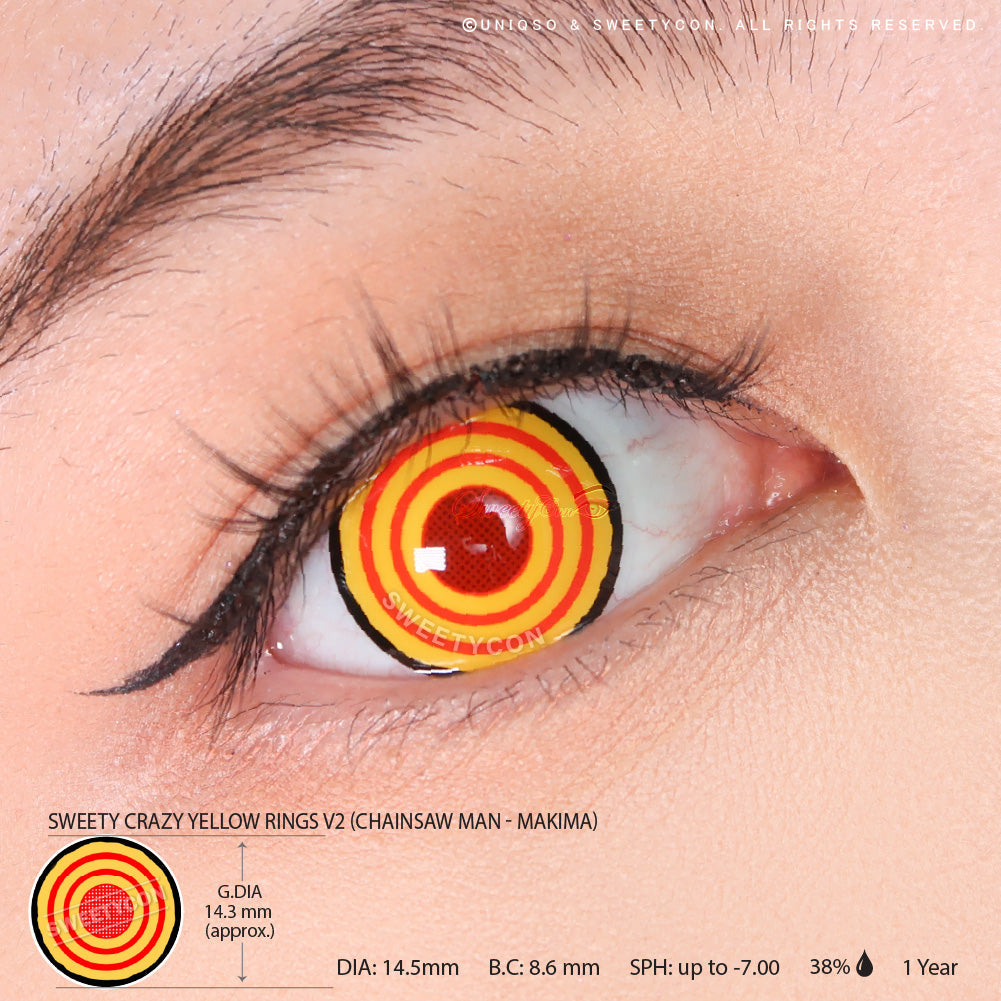 Sweety Crazy Yellow Rings V2 (Chainsaw Man - Makima) (1 lens/pack)-Crazy Contacts-UNIQSO