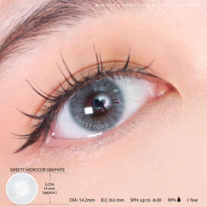 Sweety Hidrocor Graphite (1 lens/pack)-Colored Contacts-UNIQSO