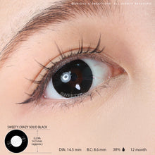 Load image into Gallery viewer, Sweety Crazy Solid Black (1 lens/pack)-Crazy Contacts-UNIQSO
