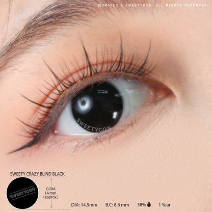 Sweety Crazy Blind Black (1 lens/pack)-Crazy Contacts-UNIQSO