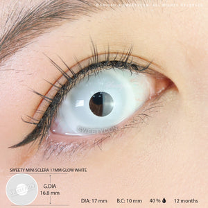 Sweety Mini Sclera 17mm UV Glow White-Mini Sclera Contacts-UNIQSO