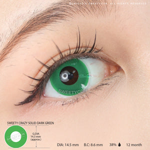 Sweety Crazy Solid Dark Green (1 lens/pack)-Crazy Contacts-UNIQSO