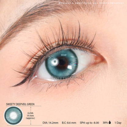 1 Day Sweety Deepveil Green (2 or 10 lenses/pack)-Colored Contacts-UNIQSO