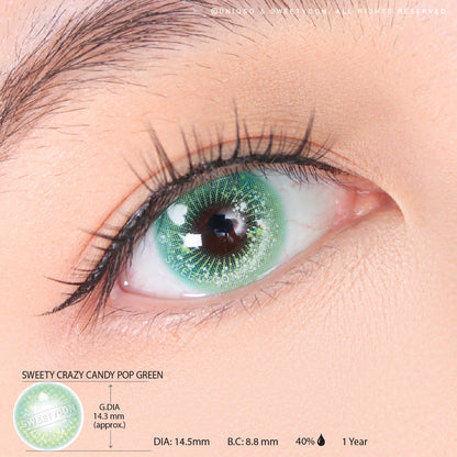 Sweety Crazy Candy Pop Green (1 lens/pack)-Colored Contacts-UNIQSO