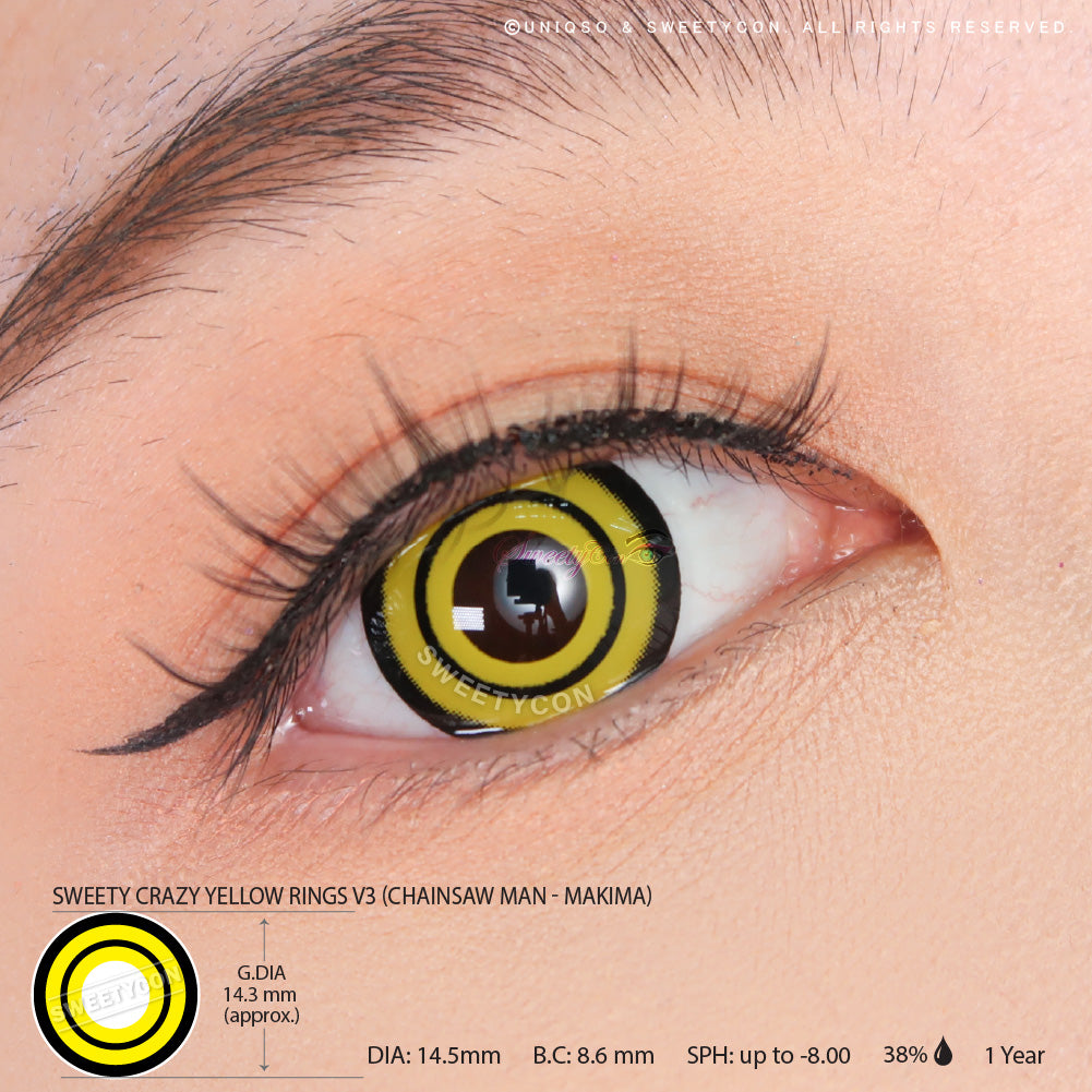 Sweety Crazy Yellow Rings V3 (Chainsaw Man - Makima) (1 lens/pack)-Crazy Contacts-UNIQSO