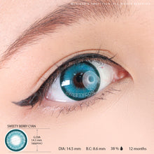 Load image into Gallery viewer, Sweety Berry Cyan (1 lens/pack)-Colored Contacts-UNIQSO
