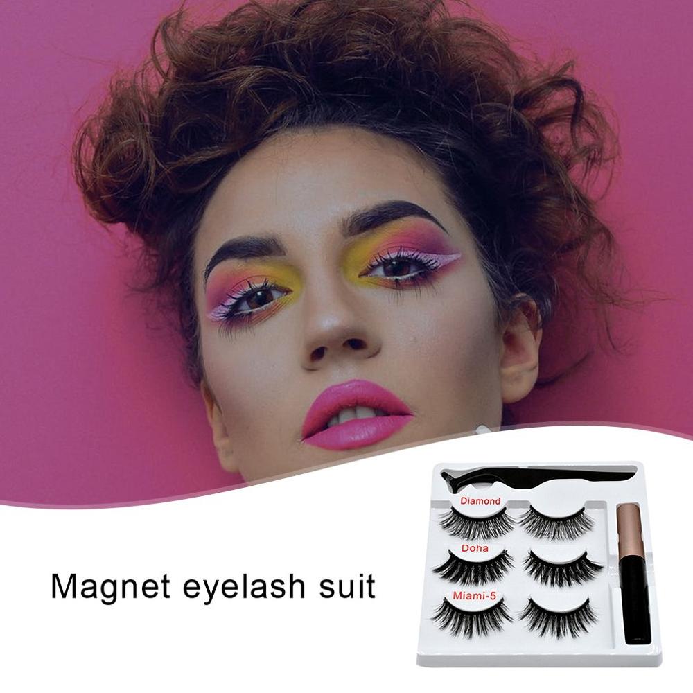 Mixed Designs Faux Mink Magnetic Eyelashes Kit Set (3 Pairs)-Magnetic Eyelash-UNIQSO