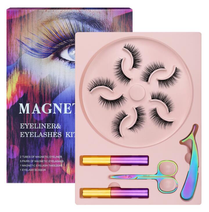 Natural Long Faux Mink Magnetic Eyelashes Full Kit Set (5 Pairs)-Magnetic Eyelash-UNIQSO