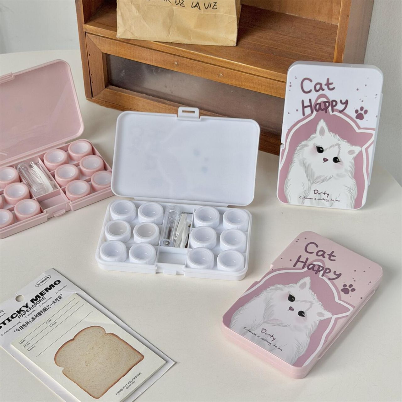 Lens Case Travel Kit - Happy Kitty-Lens Case-SweetyCon