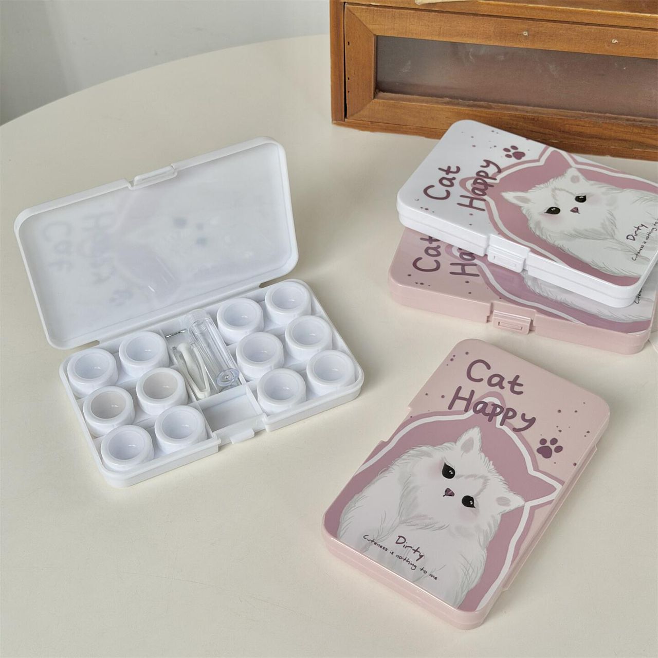 Lens Case Travel Kit - Happy Kitty-Lens Case-SweetyCon