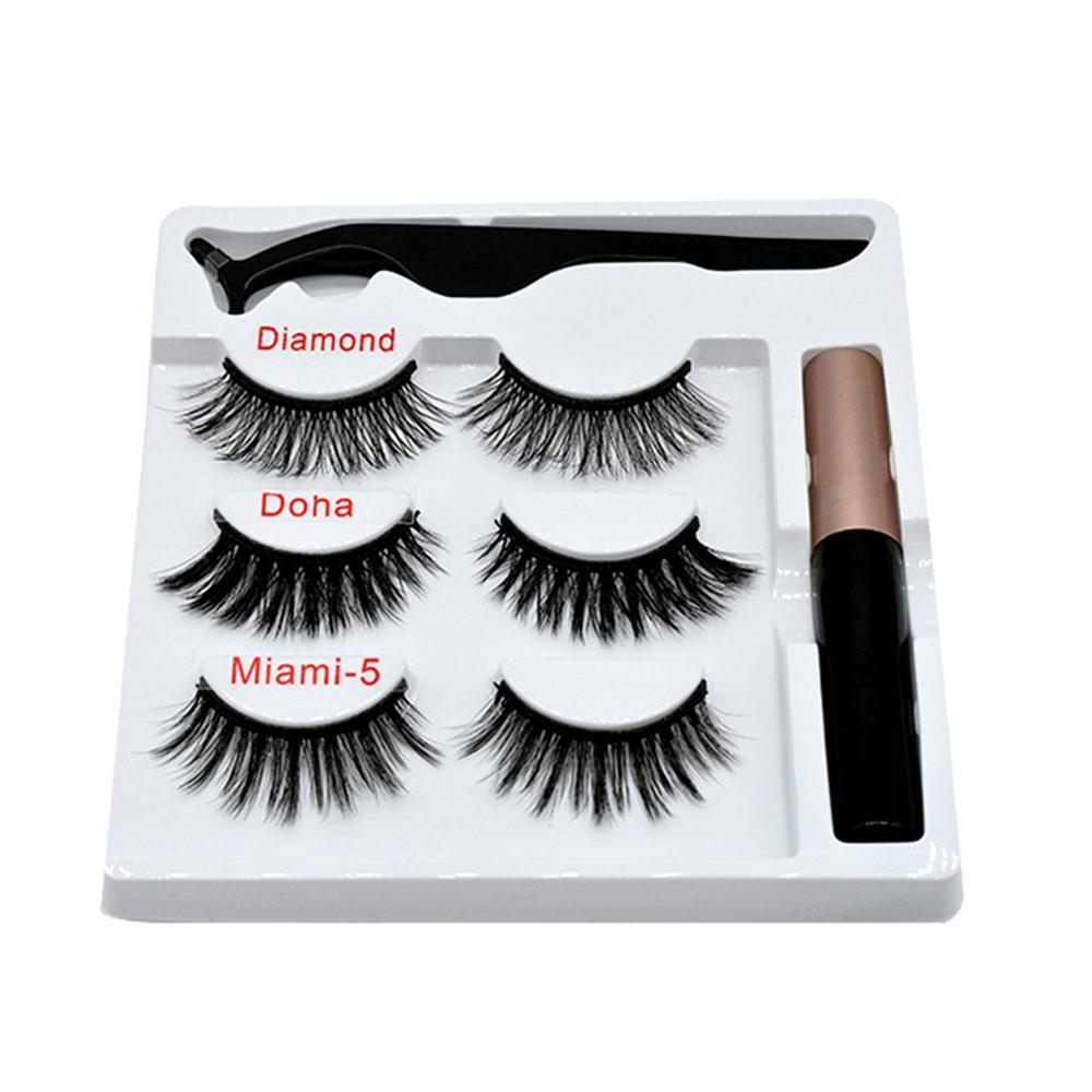 Mixed Designs Faux Mink Magnetic Eyelashes Kit Set (3 Pairs)-Magnetic Eyelash-SweetyCon