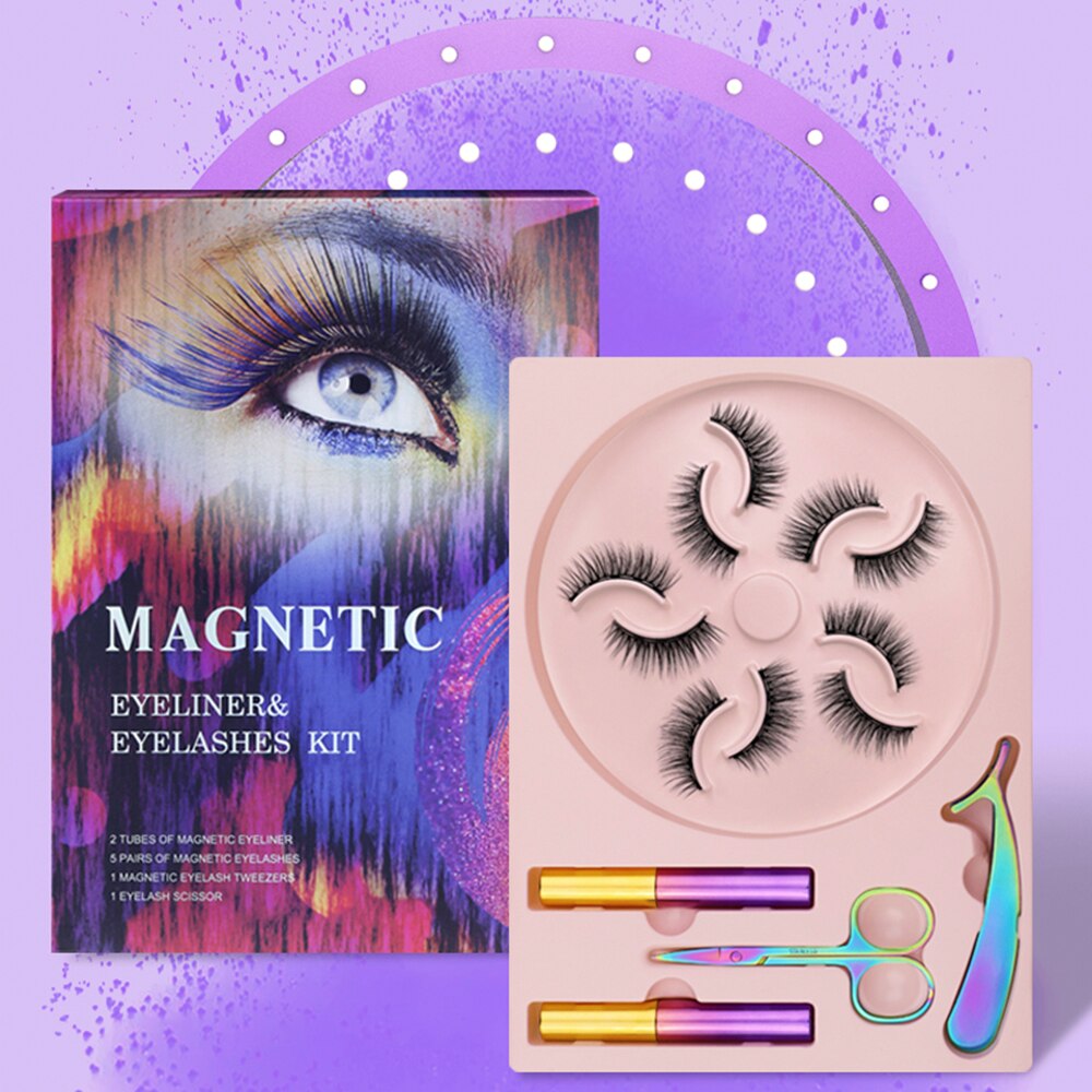 Natural Long Faux Mink Magnetic Eyelashes Full Kit Set (5 Pairs)-Magnetic Eyelash-SweetyCon