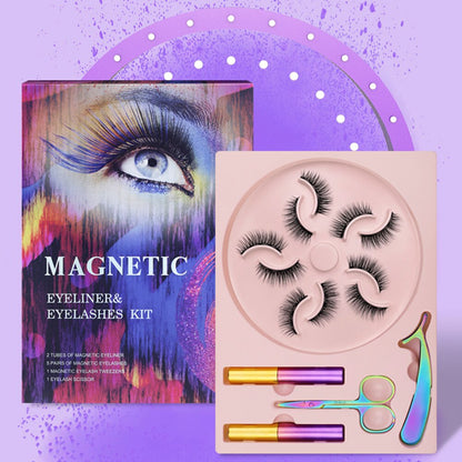 Natural Long Faux Mink Magnetic Eyelashes Full Kit Set (5 Pairs)-Magnetic Eyelash-SweetyCon