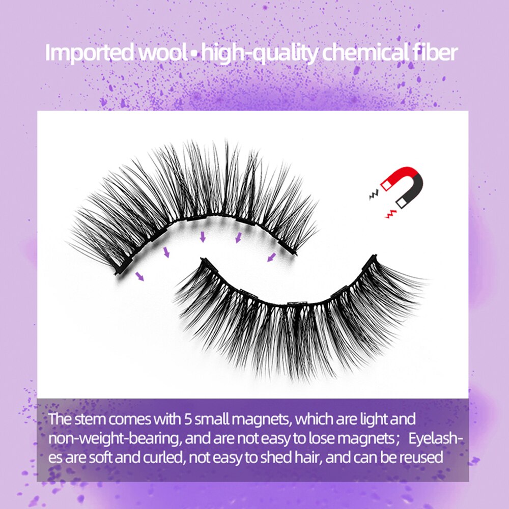 Natural Long Faux Mink Magnetic Eyelashes Full Kit Set (5 Pairs)-Magnetic Eyelash-SweetyCon
