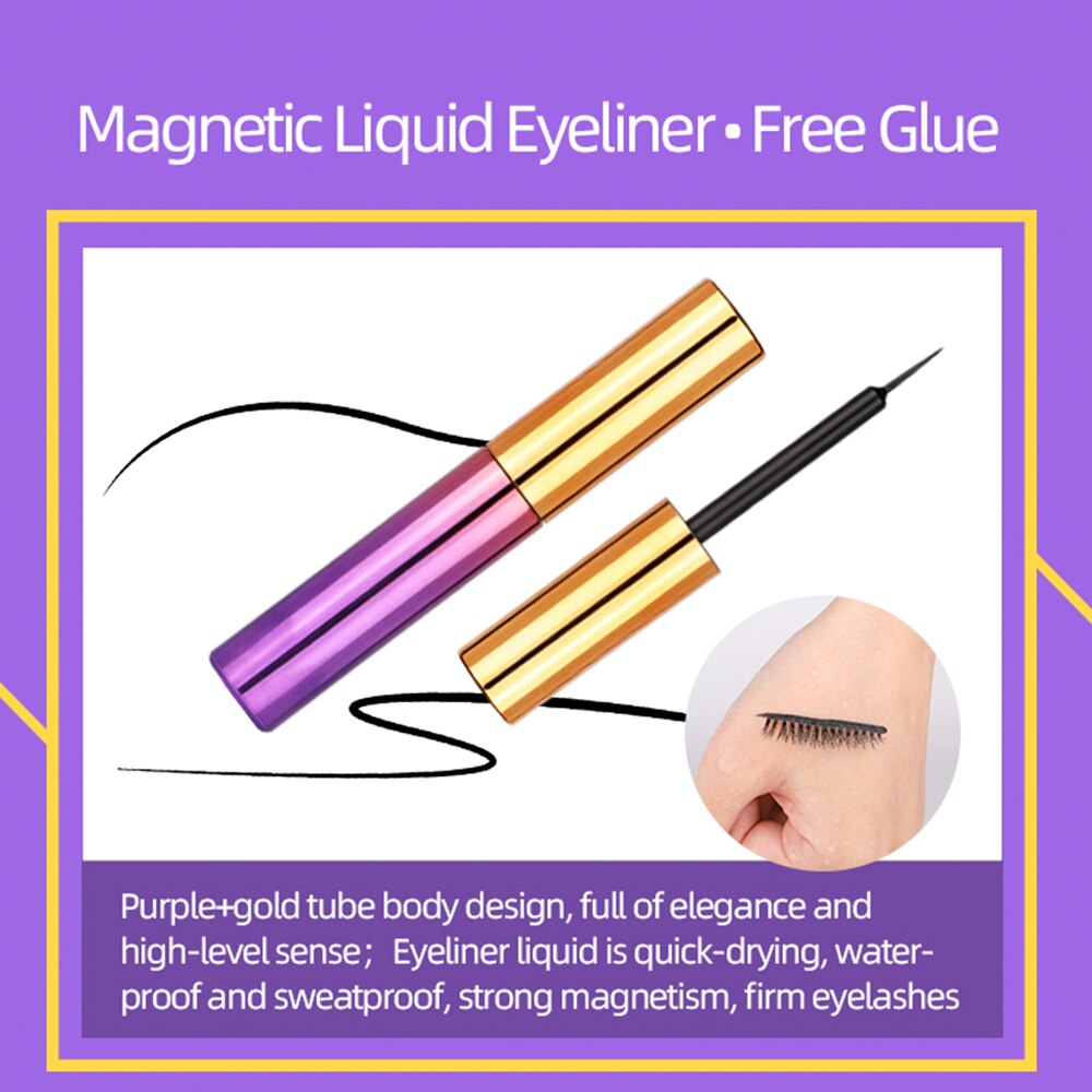 Natural Long Faux Mink Magnetic Eyelashes Full Kit Set (5 Pairs)-Magnetic Eyelash-SweetyCon