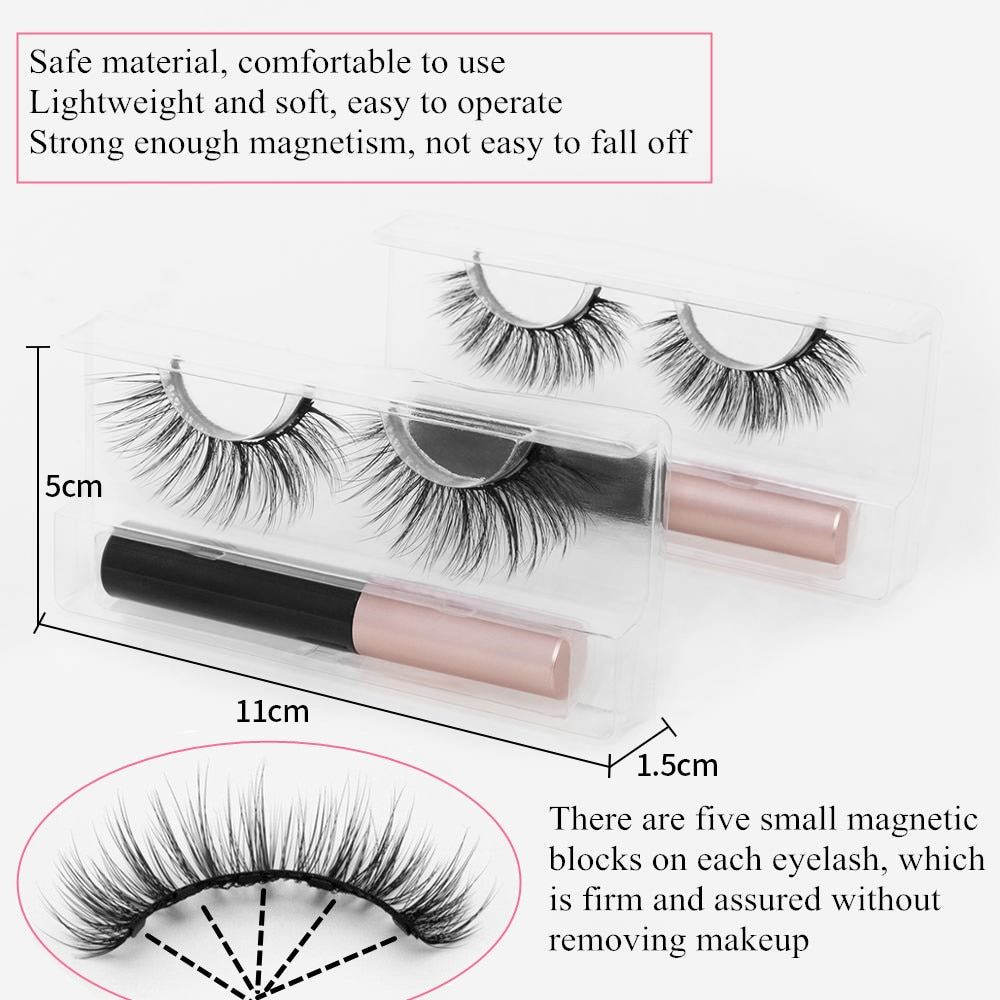 Natural Long Faux Mink Magnetic Eyelashes With Eyeliner-Magnetic Eyelash-SweetyCon