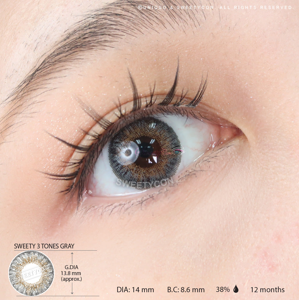 Sweety 3 Tones Gray (1 lens/pack)-Colored Contacts-SweetyCon