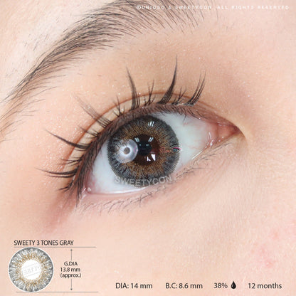 Sweety 3 Tones Gray (1 lens/pack)-Colored Contacts-SweetyCon