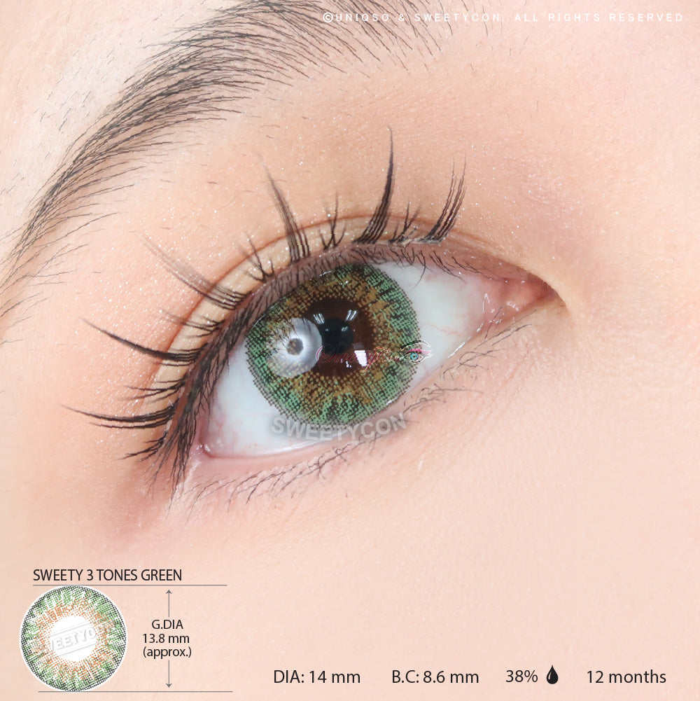 Sweety 3 Tones Green (1 lens/pack)-Colored Contacts-SweetyCon