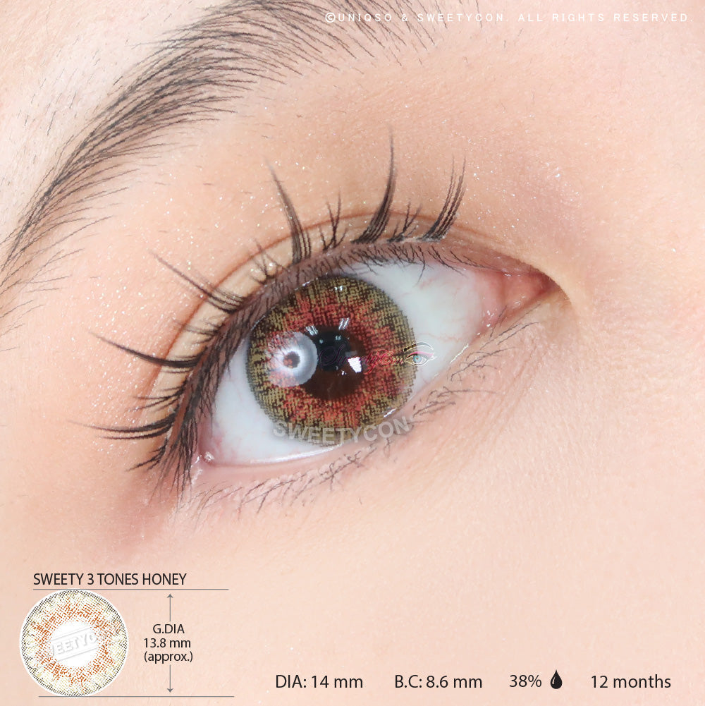 Sweety 3 Tones Honey (1 lens/pack)-Colored Contacts-SweetyCon